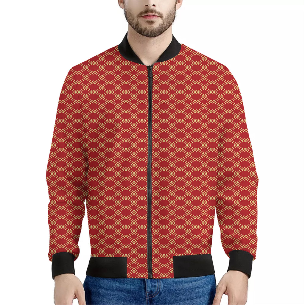 Classic Japanese Pattern Print Men's Bomber Jacket