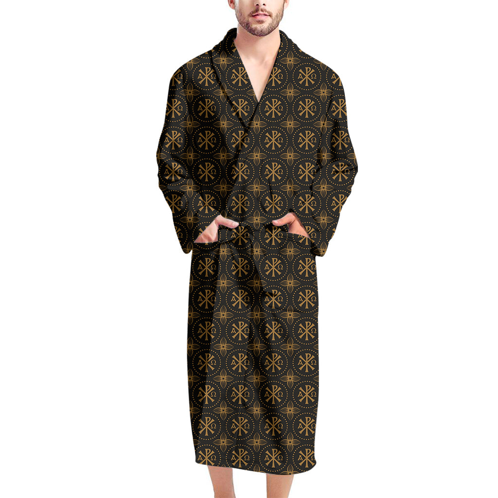 Classic Orthodox Pattern Print Men's Bathrobe