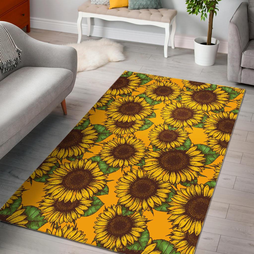 Classic Vintage Sunflower Pattern Print Area Rug