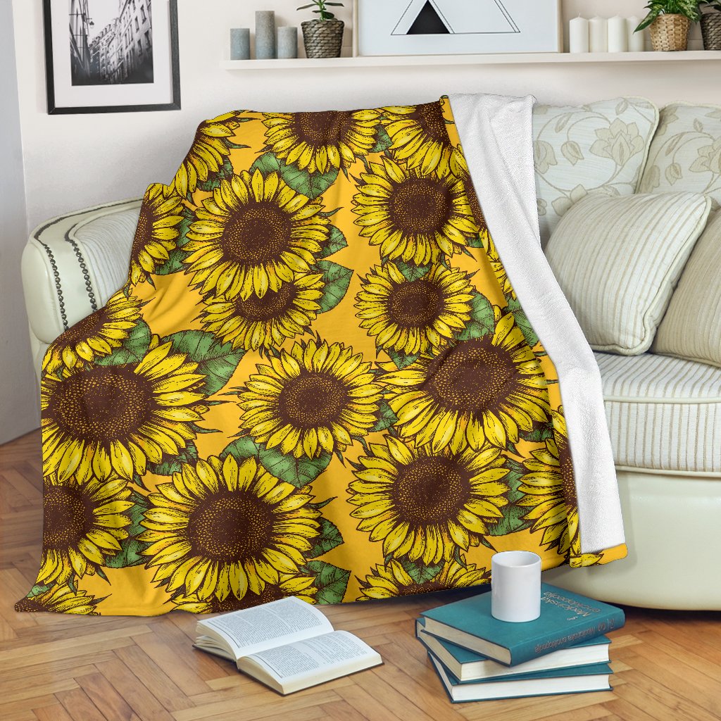 Classic Vintage Sunflower Pattern Print Blanket