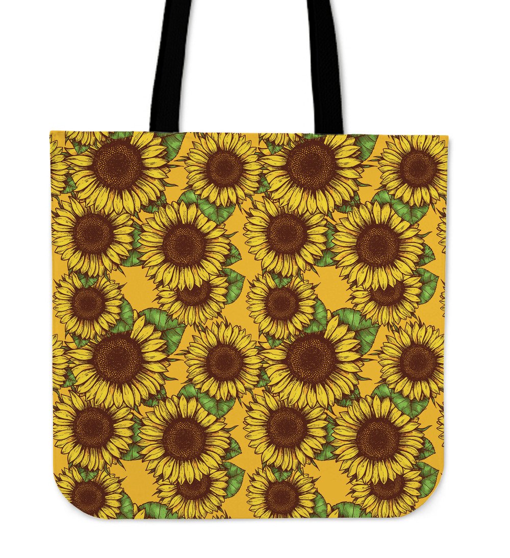 Classic Vintage Sunflower Pattern Print Canvas Tote Bag