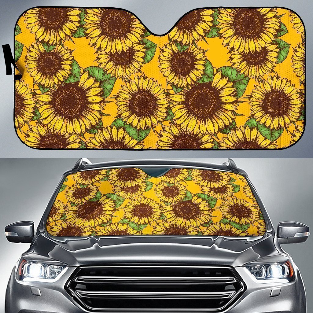 Classic Vintage Sunflower Pattern Print Car Sun Shade