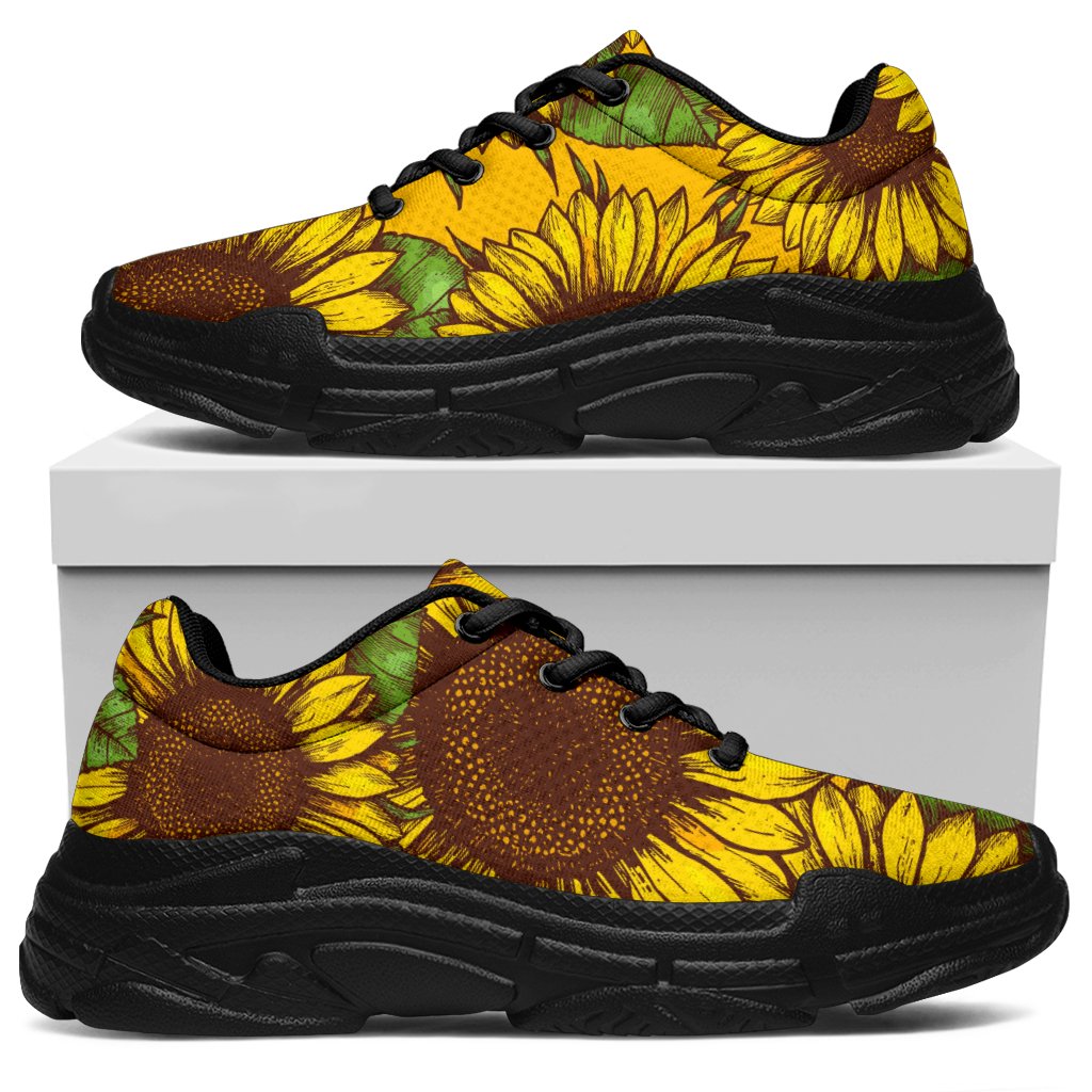 Classic Vintage Sunflower Pattern Print Chunky Sneakers