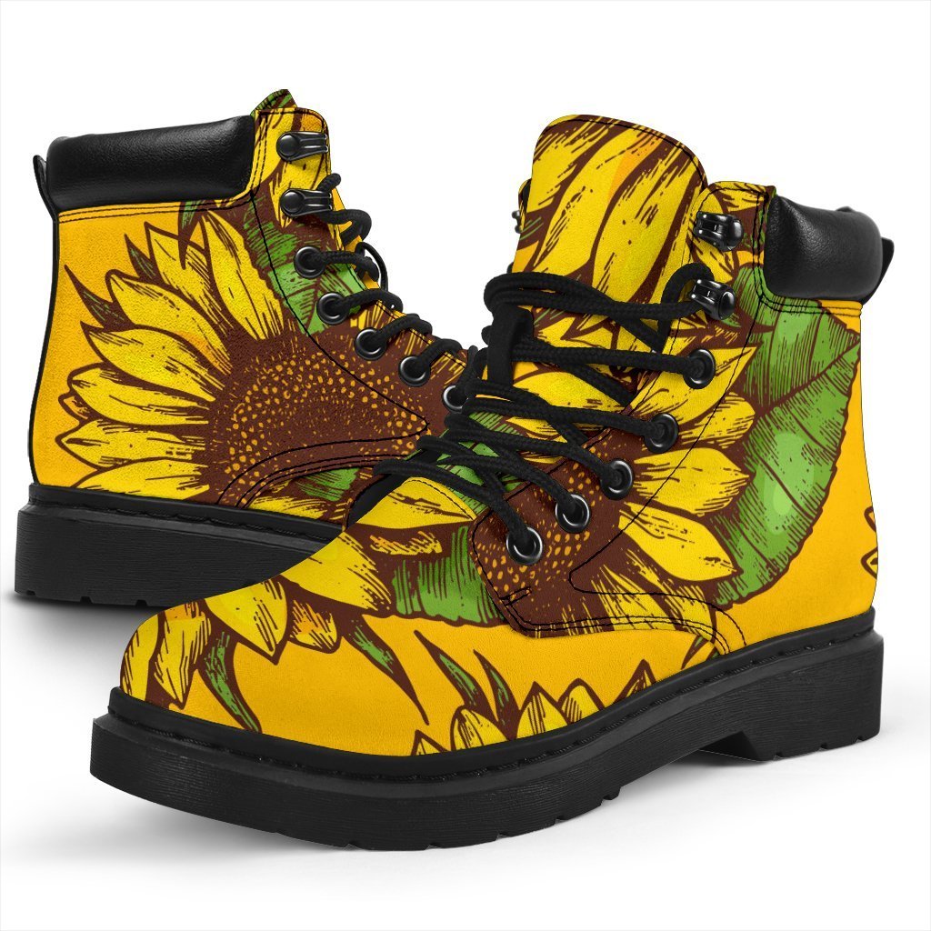 Classic Vintage Sunflower Pattern Print Classic Boots