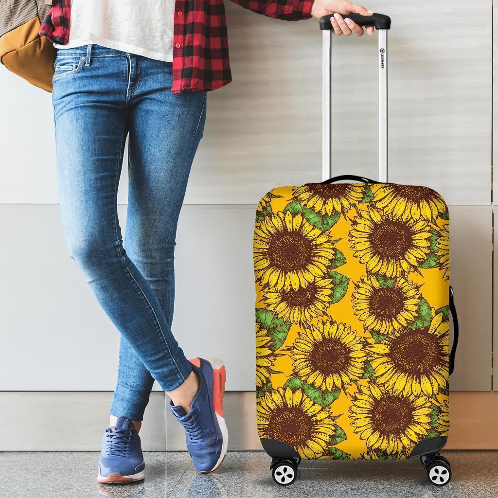 Classic Vintage Sunflower Pattern Print Luggage Cover