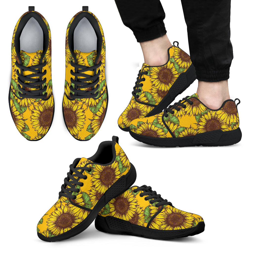 Classic Vintage Sunflower Pattern Print Men's Athletic Shoes