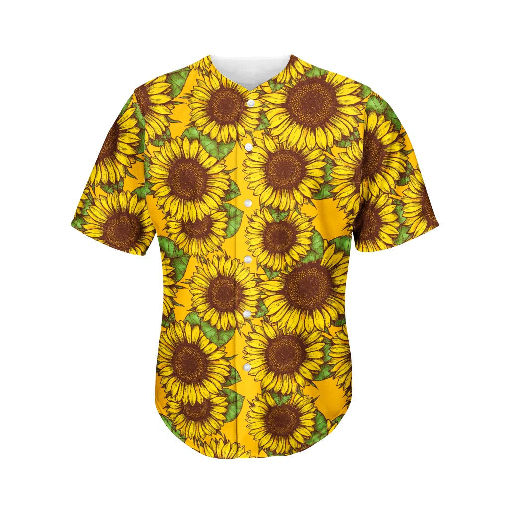 Classic Vintage Sunflower Pattern Print Men's Baseball Jersey