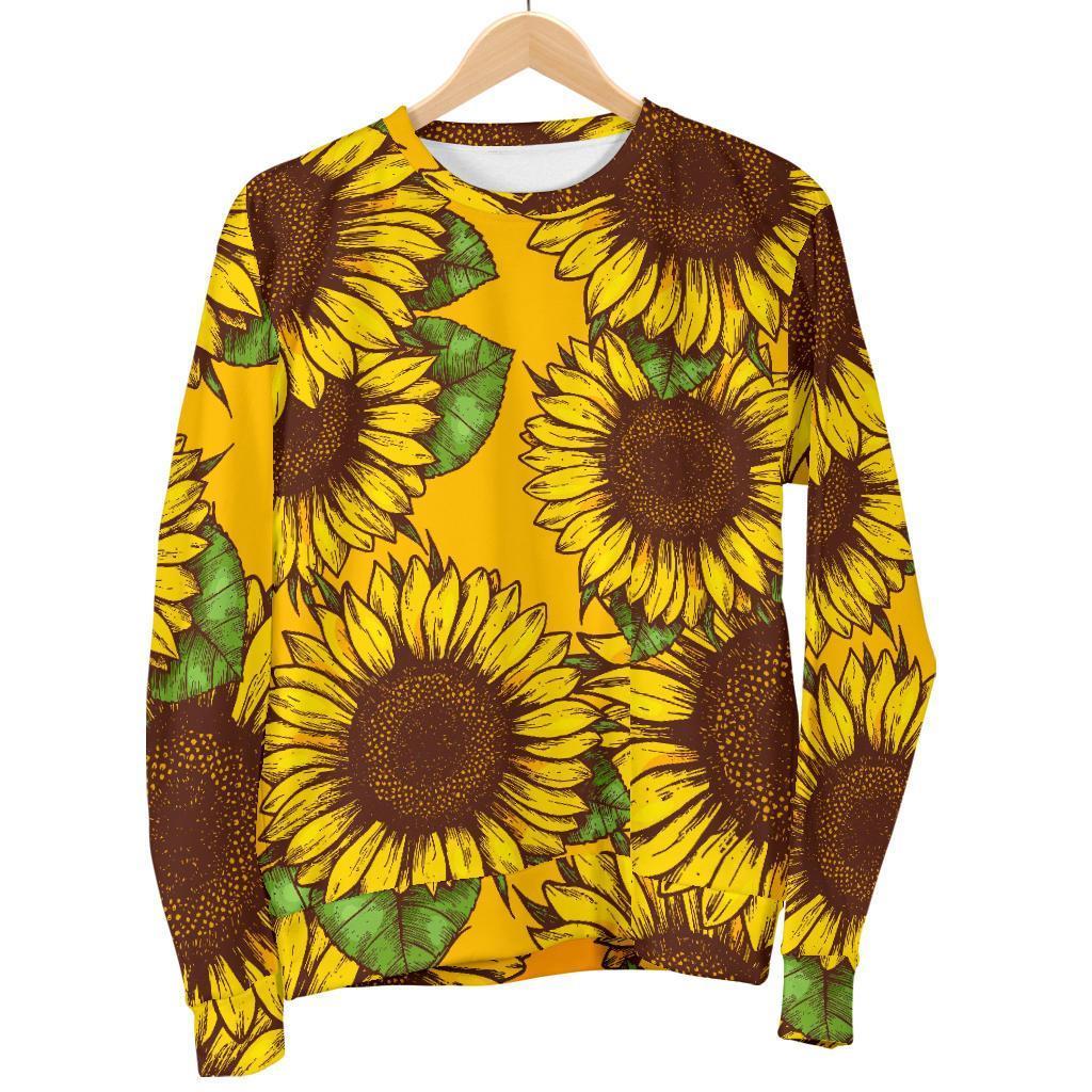 Classic Vintage Sunflower Pattern Print Men's Crewneck Sweatshirt