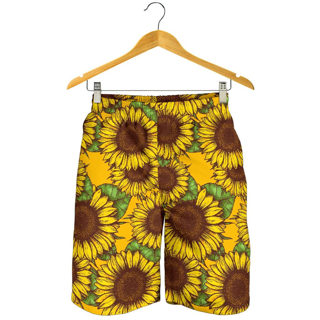 Classic Vintage Sunflower Pattern Print Men's Shorts