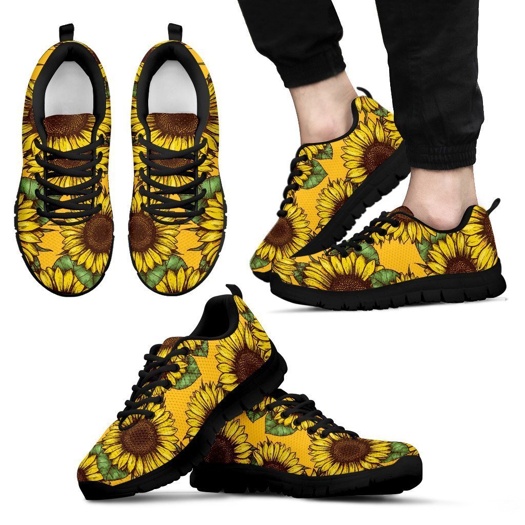Classic Vintage Sunflower Pattern Print Men's Sneakers