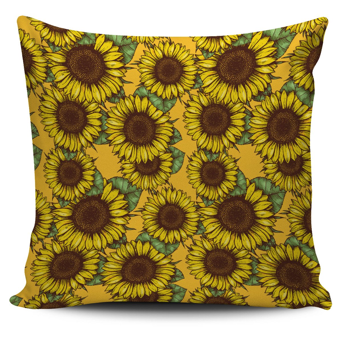 Classic Vintage Sunflower Pattern Print Pillow Cover