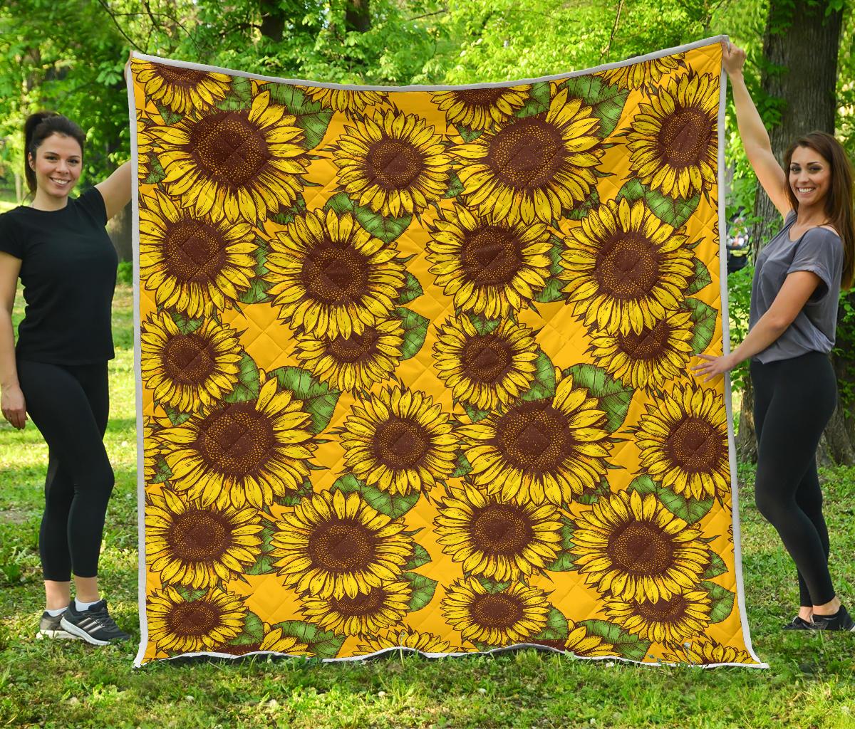 Classic Vintage Sunflower Pattern Print Quilt