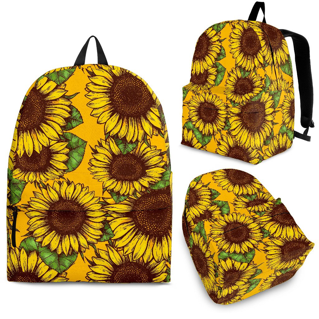 Classic Vintage Sunflower Pattern Print School Backpack