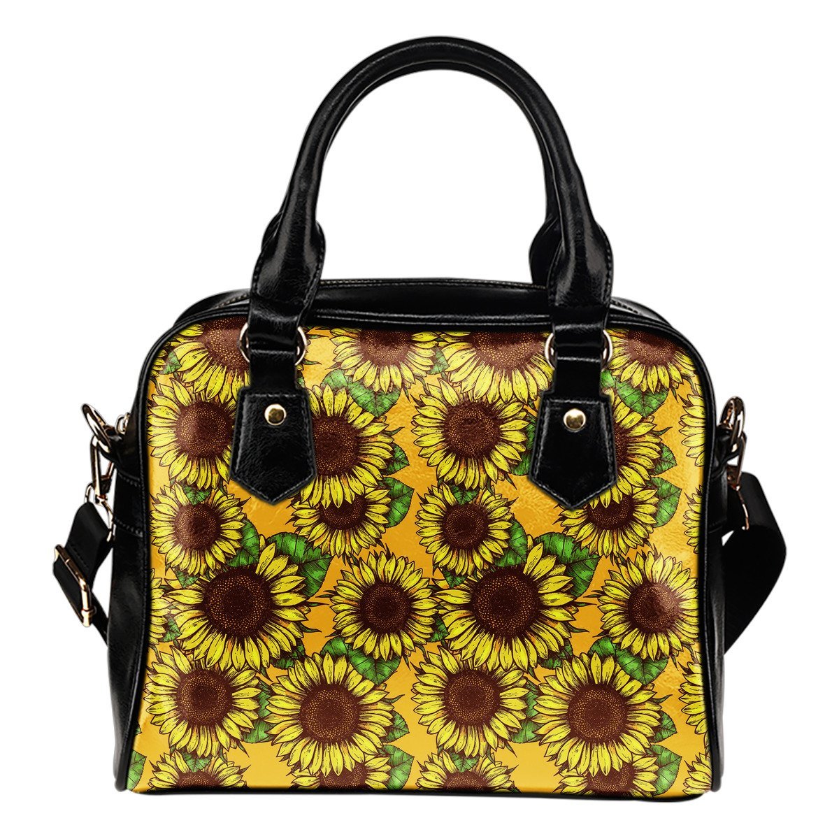 Classic Vintage Sunflower Pattern Print Shoulder Handbag