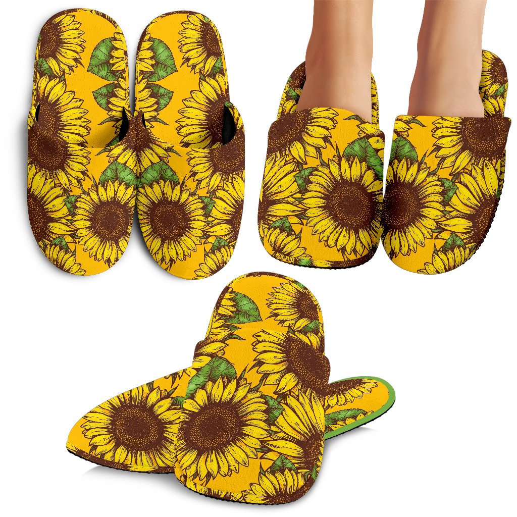 Classic Vintage Sunflower Pattern Print Slippers