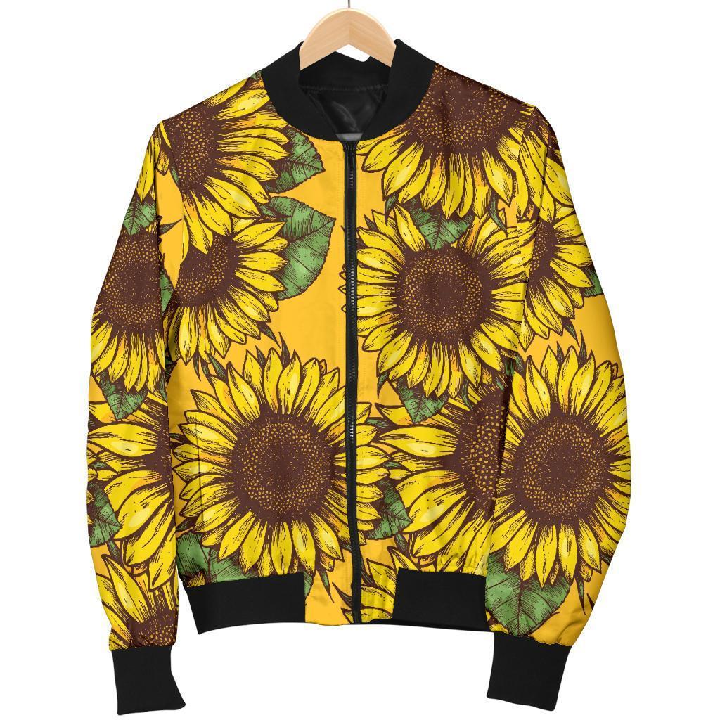 Classic Vintage Sunflower Pattern Print Women's Bomber Jacket
