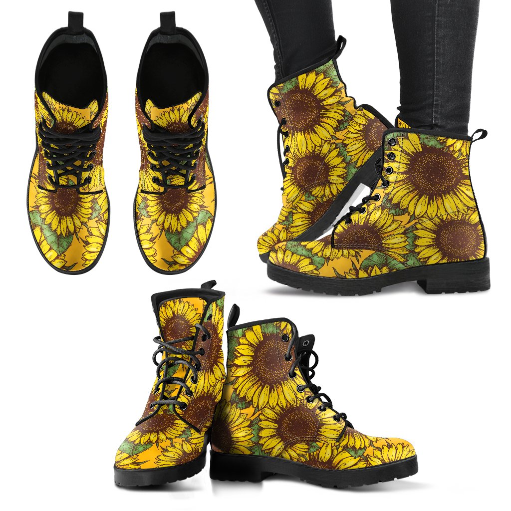 Classic Vintage Sunflower Pattern Print Women's Boots
