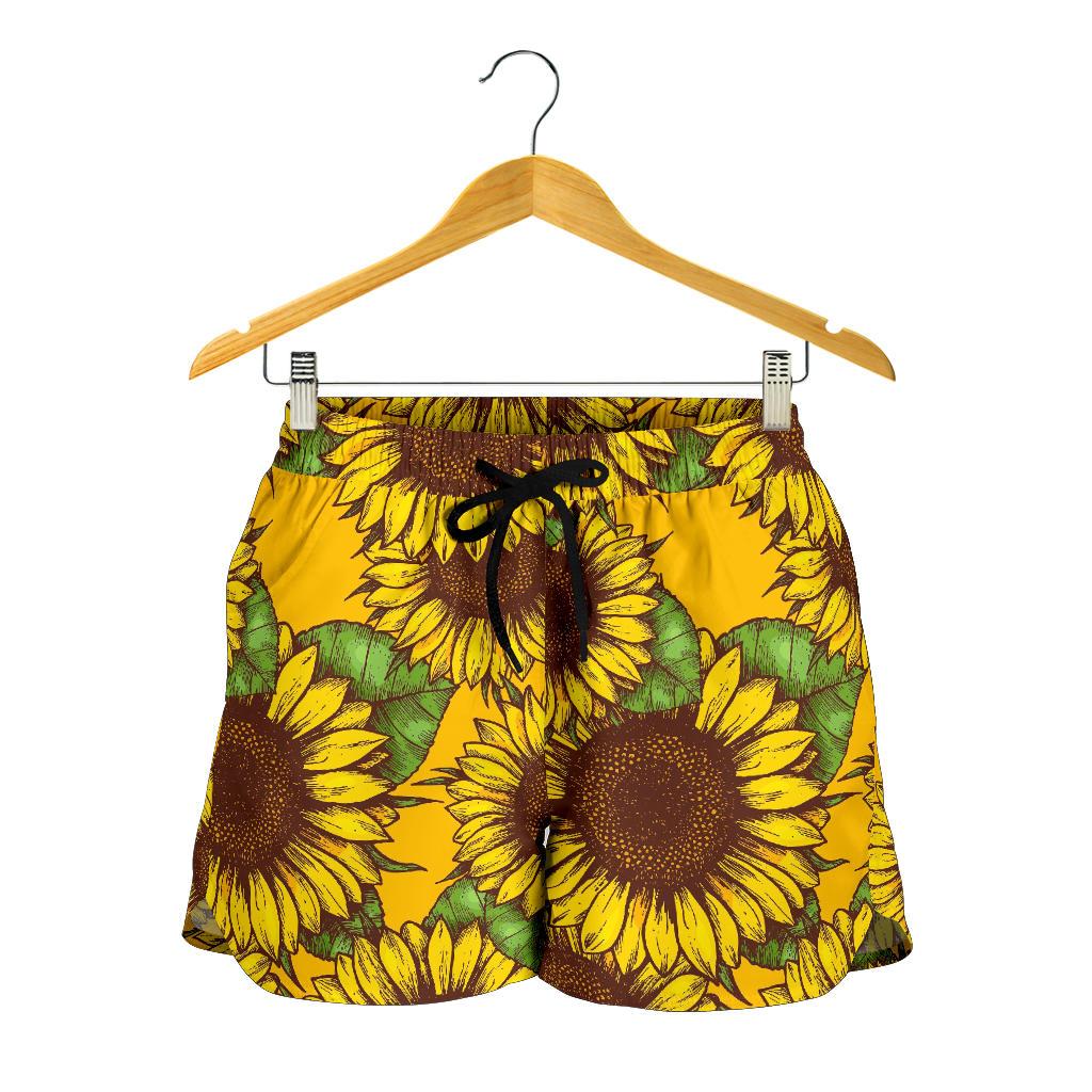 Classic Vintage Sunflower Pattern Print Women's Shorts