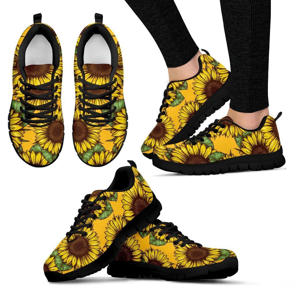 Classic Vintage Sunflower Pattern Print Women's Sneakers