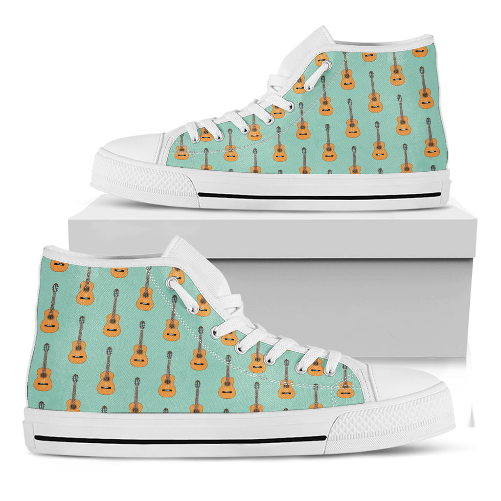 Classical Guitar Pattern Print White High Top Shoes
