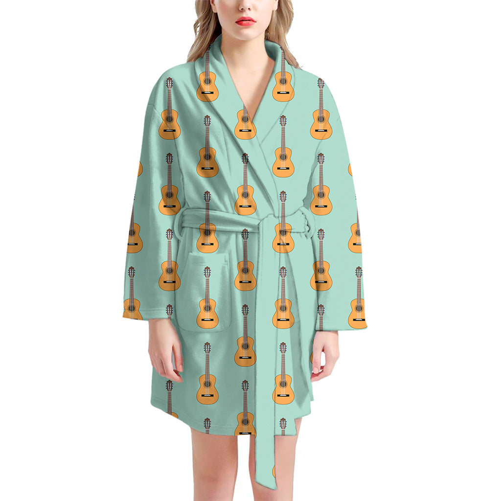 Classical Guitar Pattern Print Women's Bathrobe