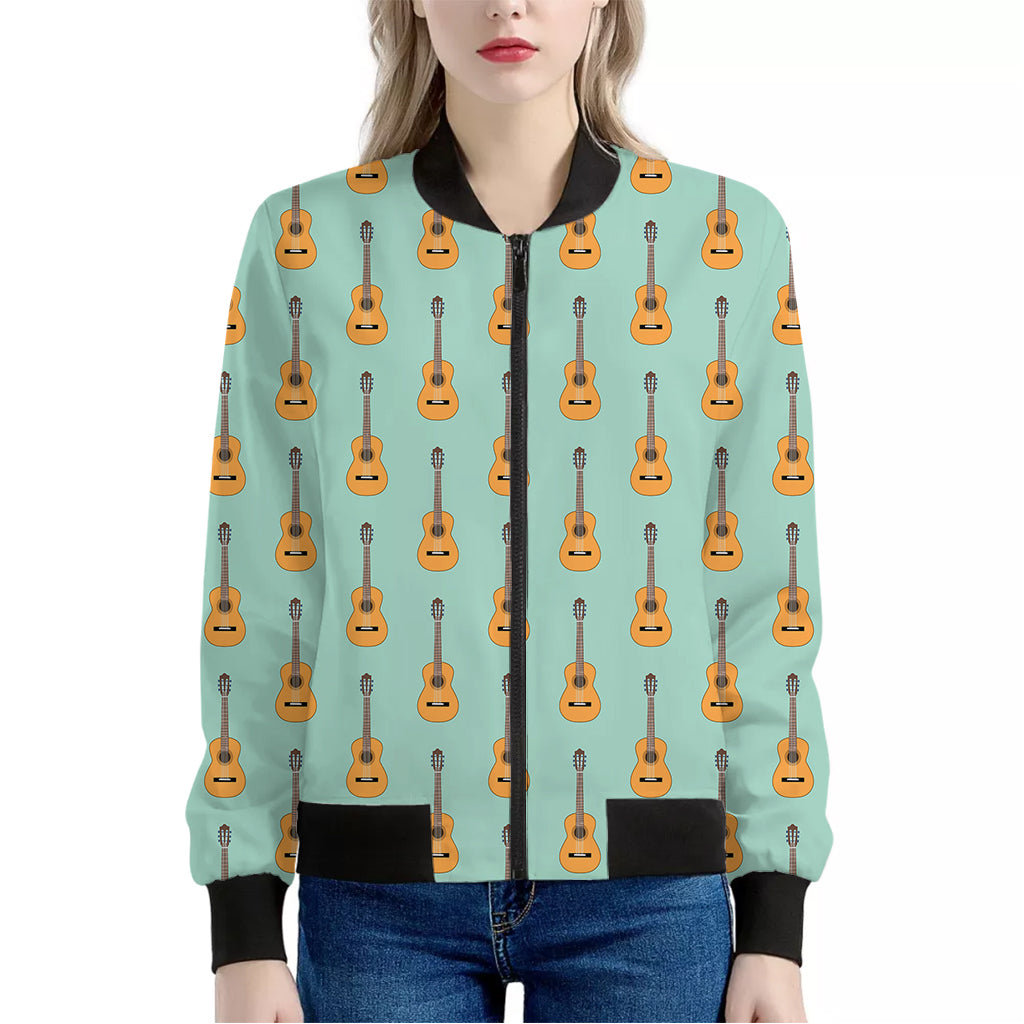 Classical Guitar Pattern Print Women's Bomber Jacket