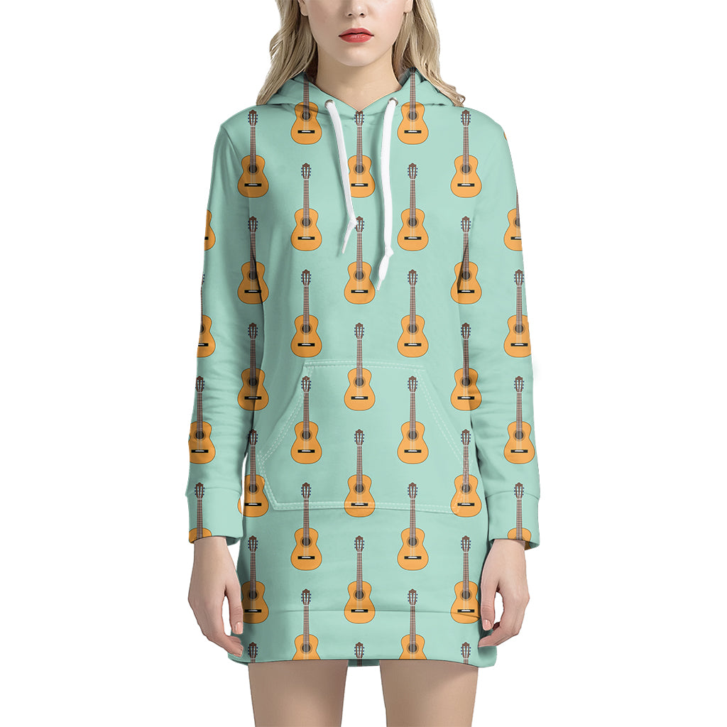 Classical Guitar Pattern Print Women's Pullover Hoodie Dress