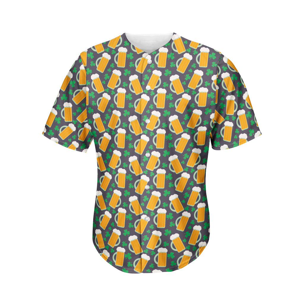 Clover And Beer St. Patrick's Day Print Men's Baseball Jersey