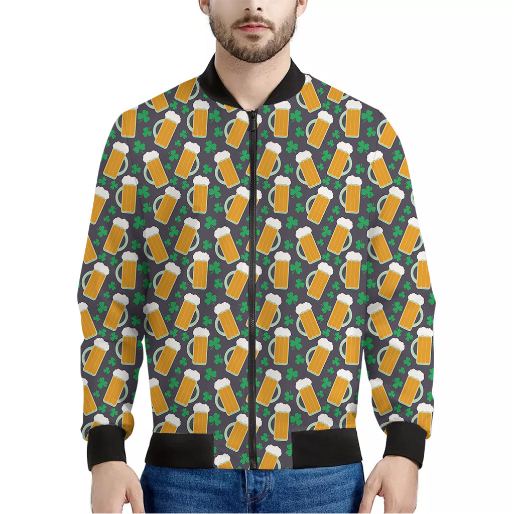 Clover And Beer St. Patrick's Day Print Men's Bomber Jacket