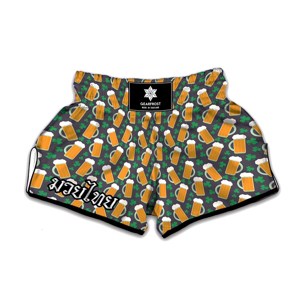 Clover And Beer St. Patrick's Day Print Muay Thai Boxing Shorts