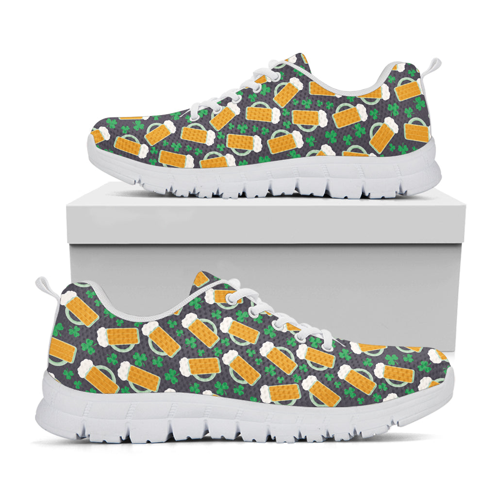 Clover And Beer St. Patrick's Day Print White Sneakers