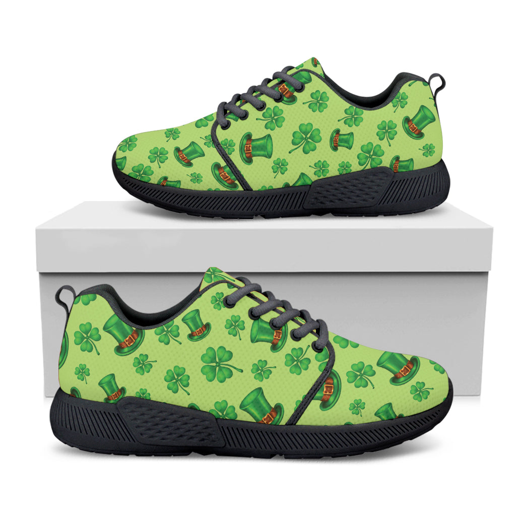 Clover And Hat St. Patrick's Day Print Black Athletic Shoes