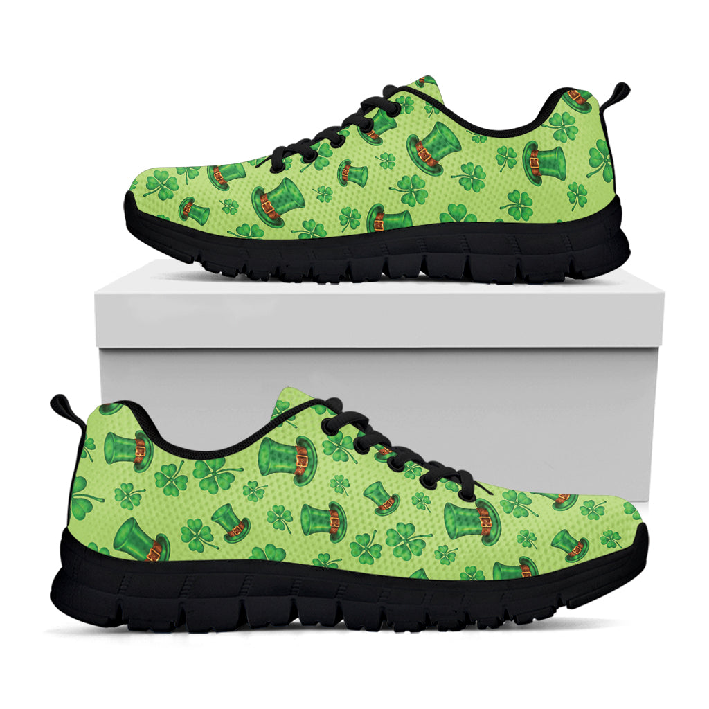 Clover And Hat St. Patrick's Day Print Black Sneakers