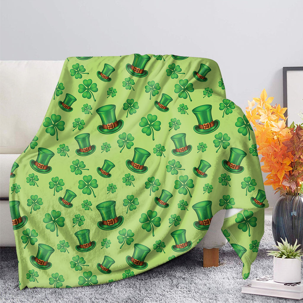 Clover And Hat St. Patrick's Day Print Blanket