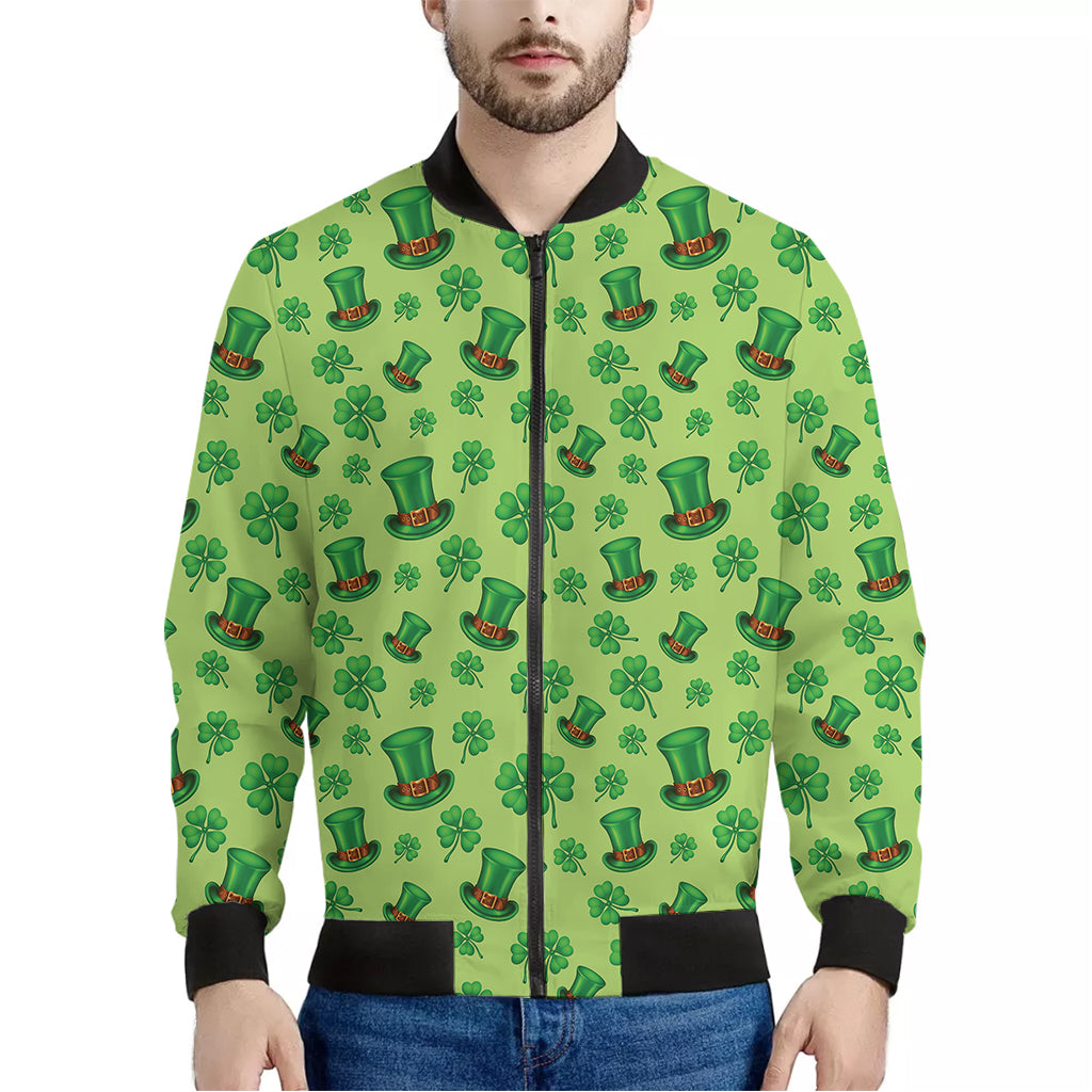 Clover And Hat St. Patrick's Day Print Men's Bomber Jacket