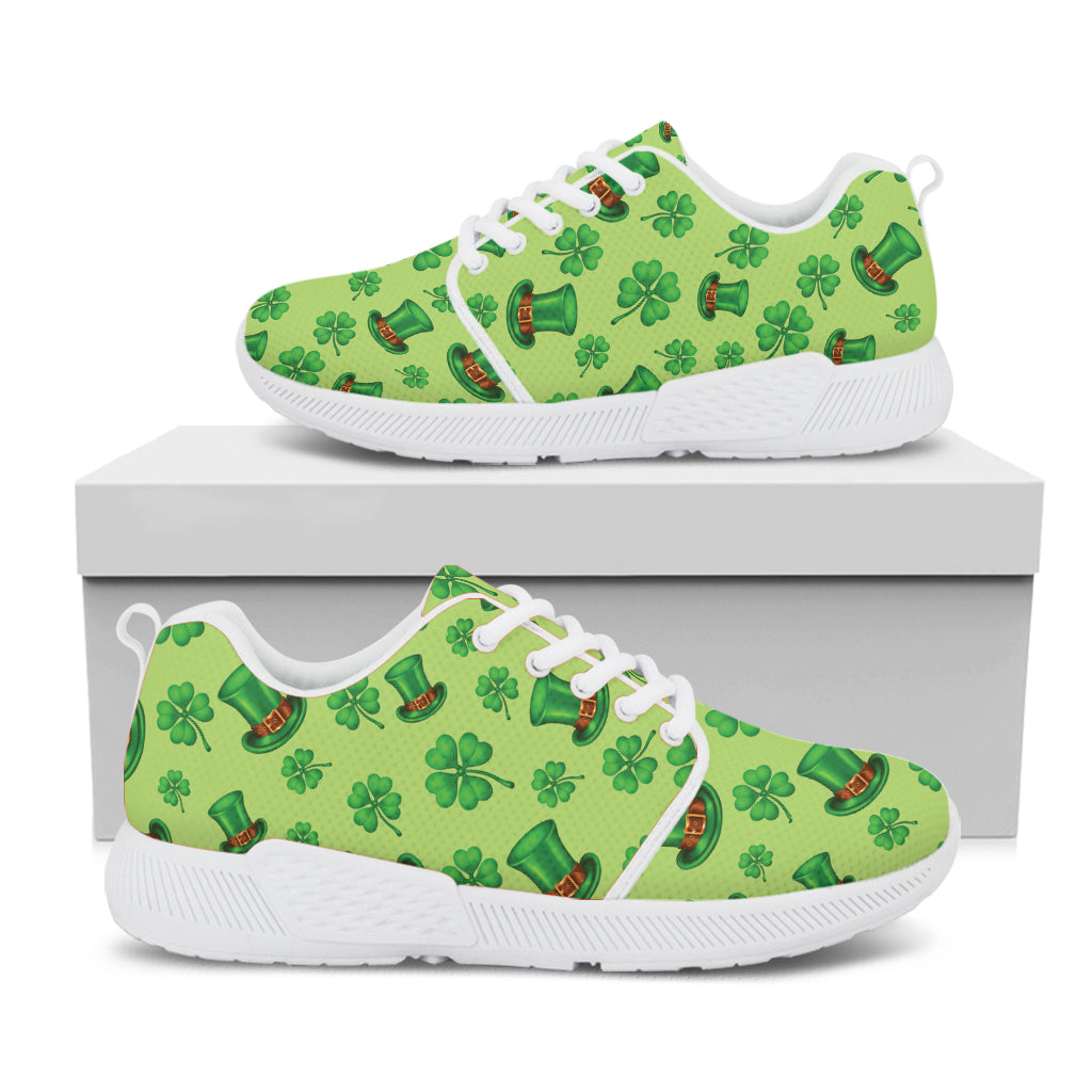 Clover And Hat St. Patrick's Day Print White Athletic Shoes