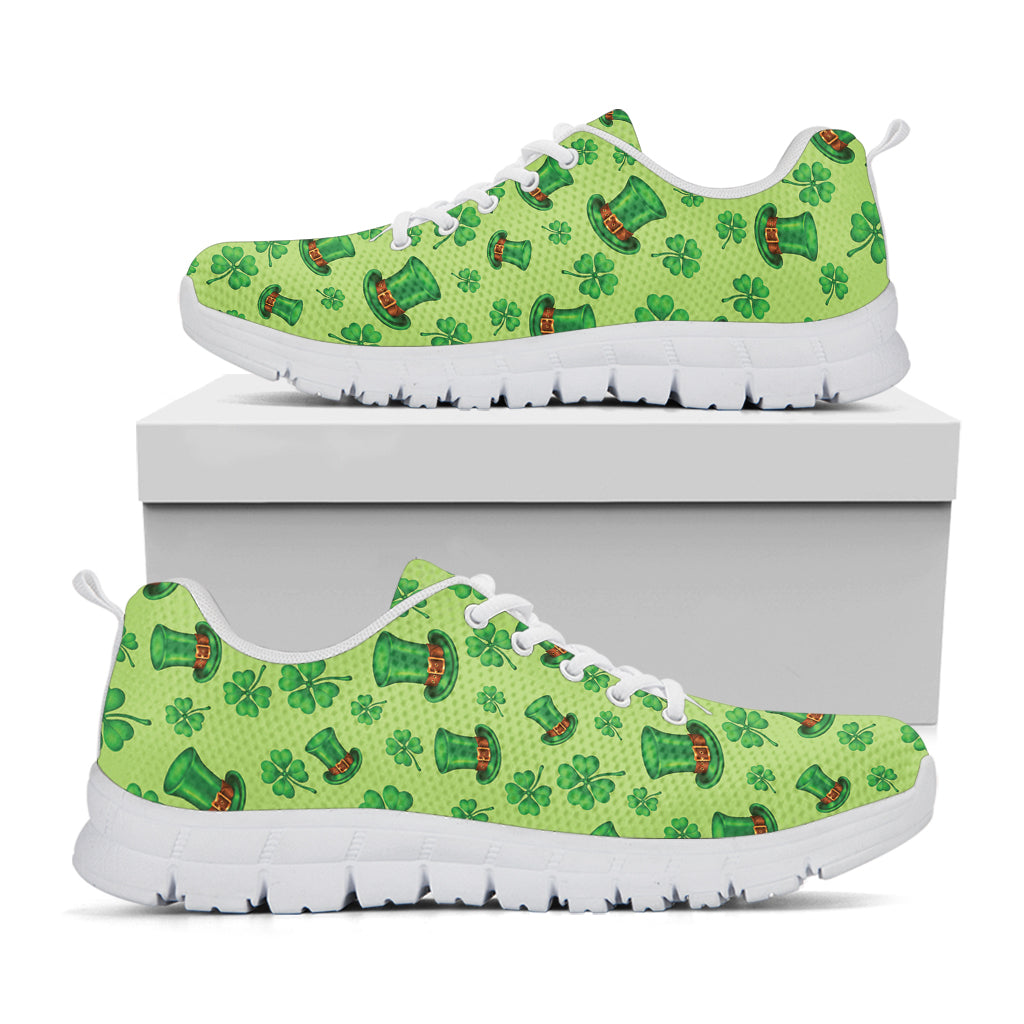 Clover And Hat St. Patrick's Day Print White Sneakers