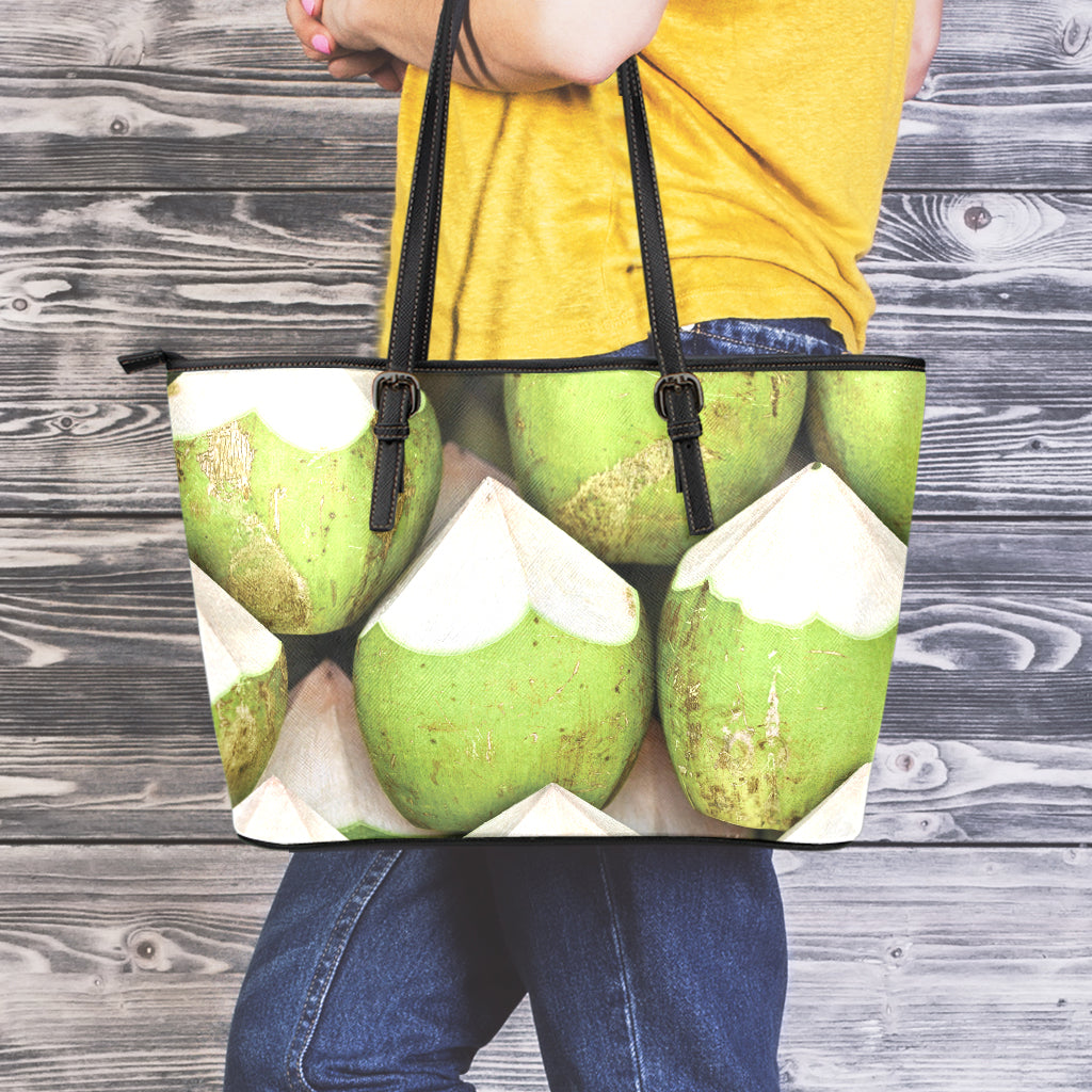 Coconut 3D Print Leather Tote Bag