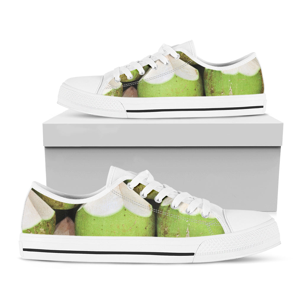 Coconut 3D Print White Low Top Shoes