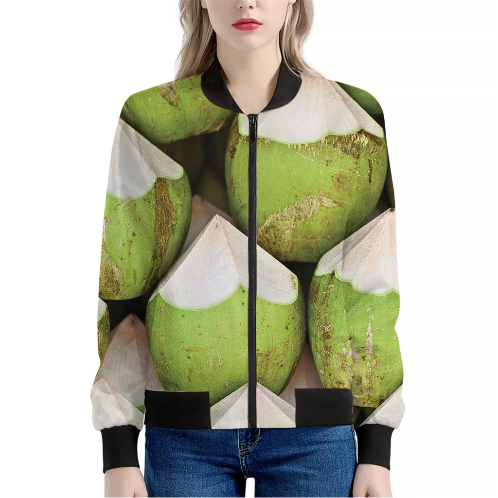 Coconut 3D Print Women's Bomber Jacket