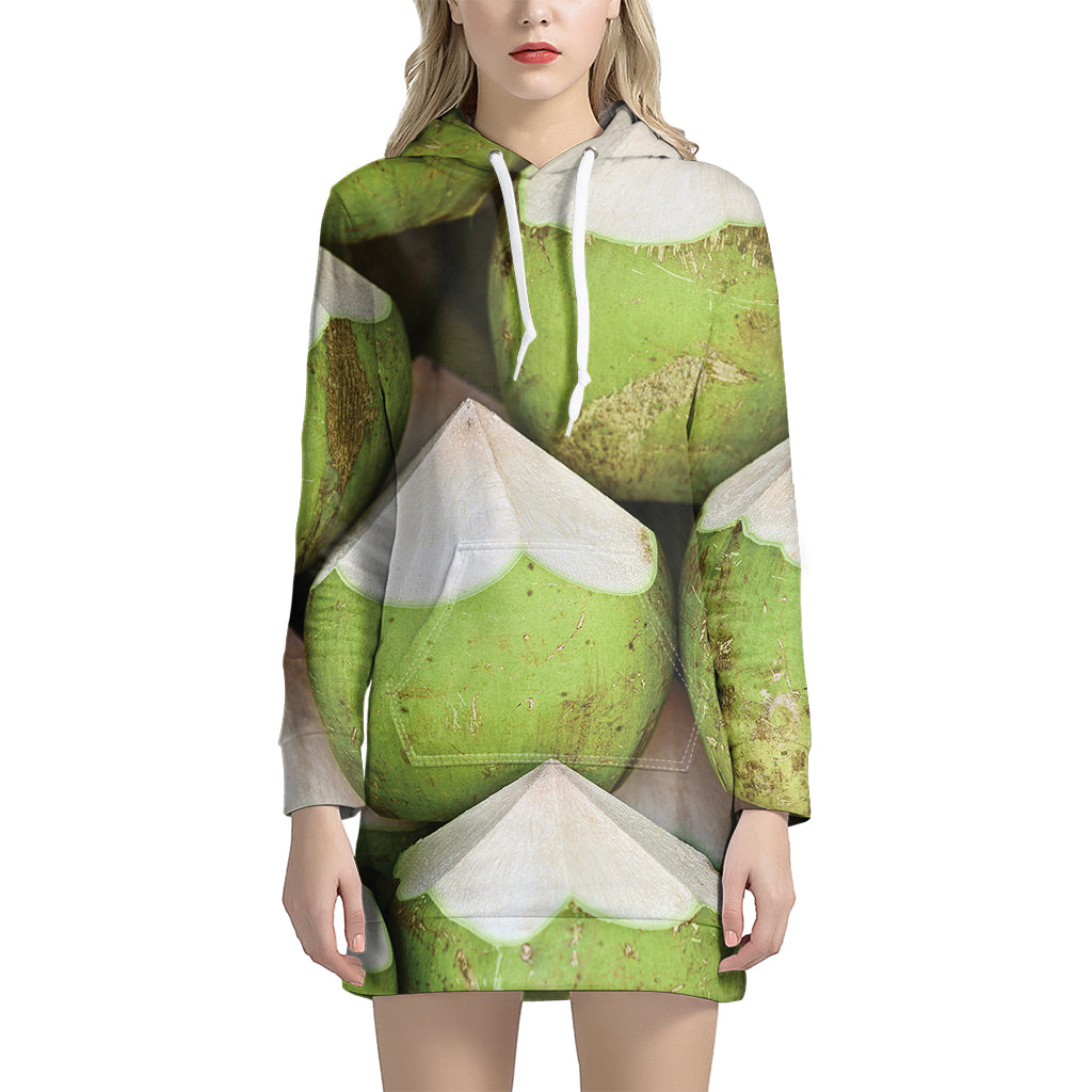 Coconut 3D Print Women's Pullover Hoodie Dress