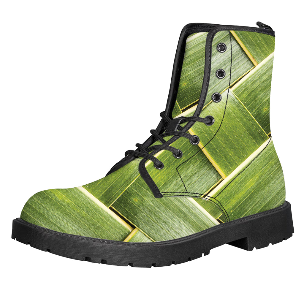 Coconut Leaf Print Leather Boots