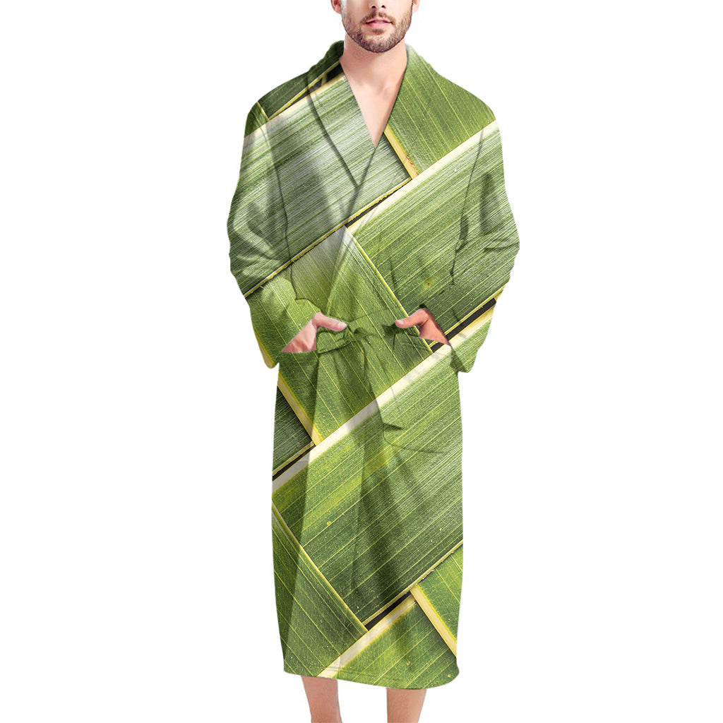 Coconut Leaf Print Men's Bathrobe