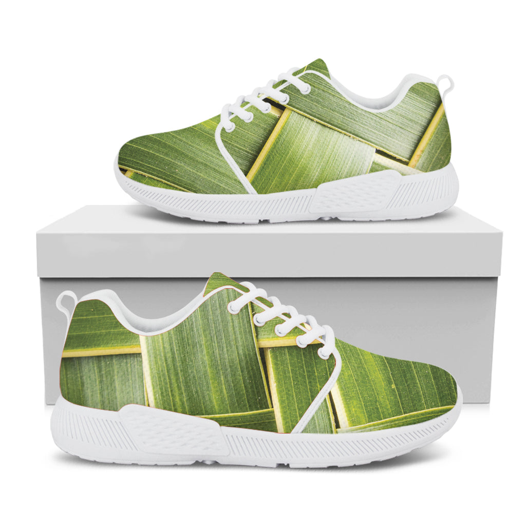 Coconut Leaf Print White Athletic Shoes