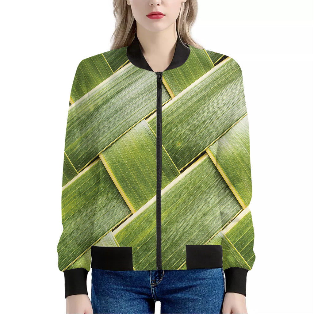 Coconut Leaf Print Women's Bomber Jacket