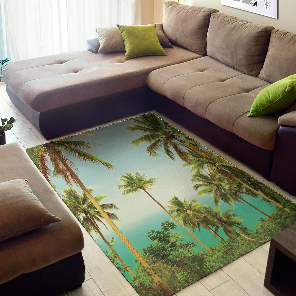 Coconut Tree Print Area Rug