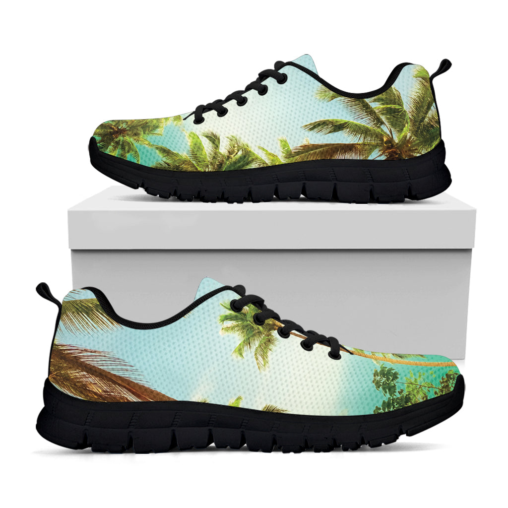 Coconut Tree Print Black Sneakers