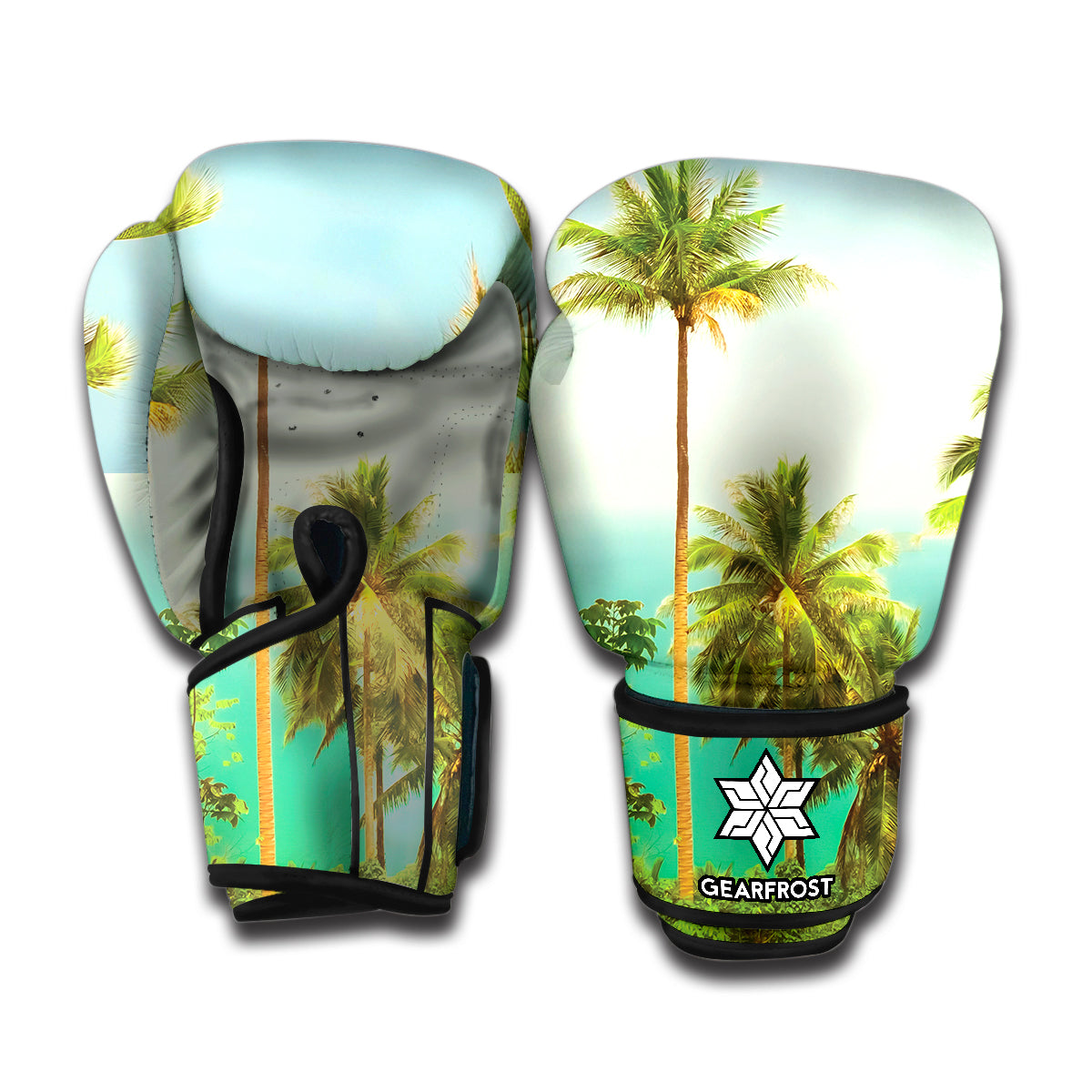 Coconut Tree Print Boxing Gloves