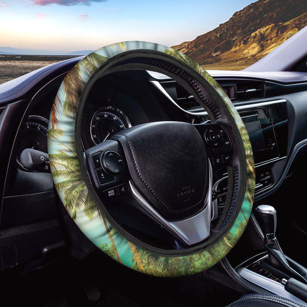 Coconut Tree Print Car Steering Wheel Cover