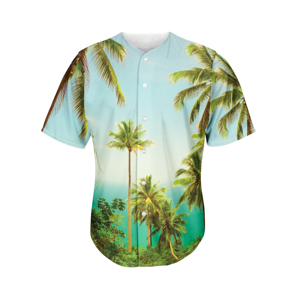 Coconut Tree Print Men's Baseball Jersey